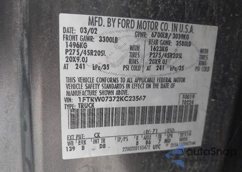 2002 Ford F-150 Harley Davidson z USA, uszkodzony, nr VIN 1FTRW07372KC23567